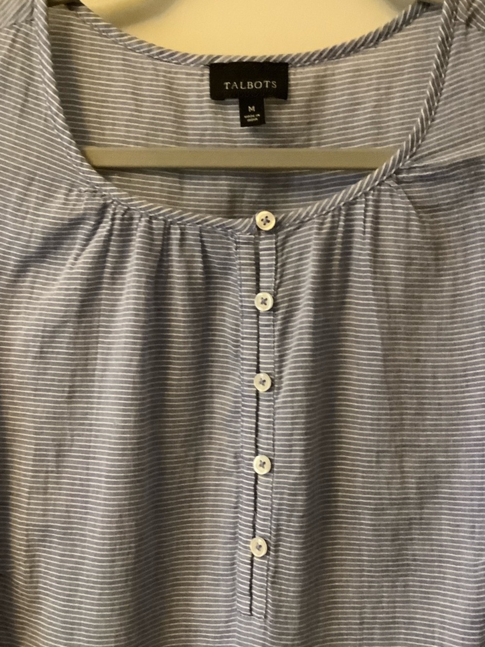 Talbots Light Blue Sleeveless Embroidered Cotton Top - Picture 2 of 6
